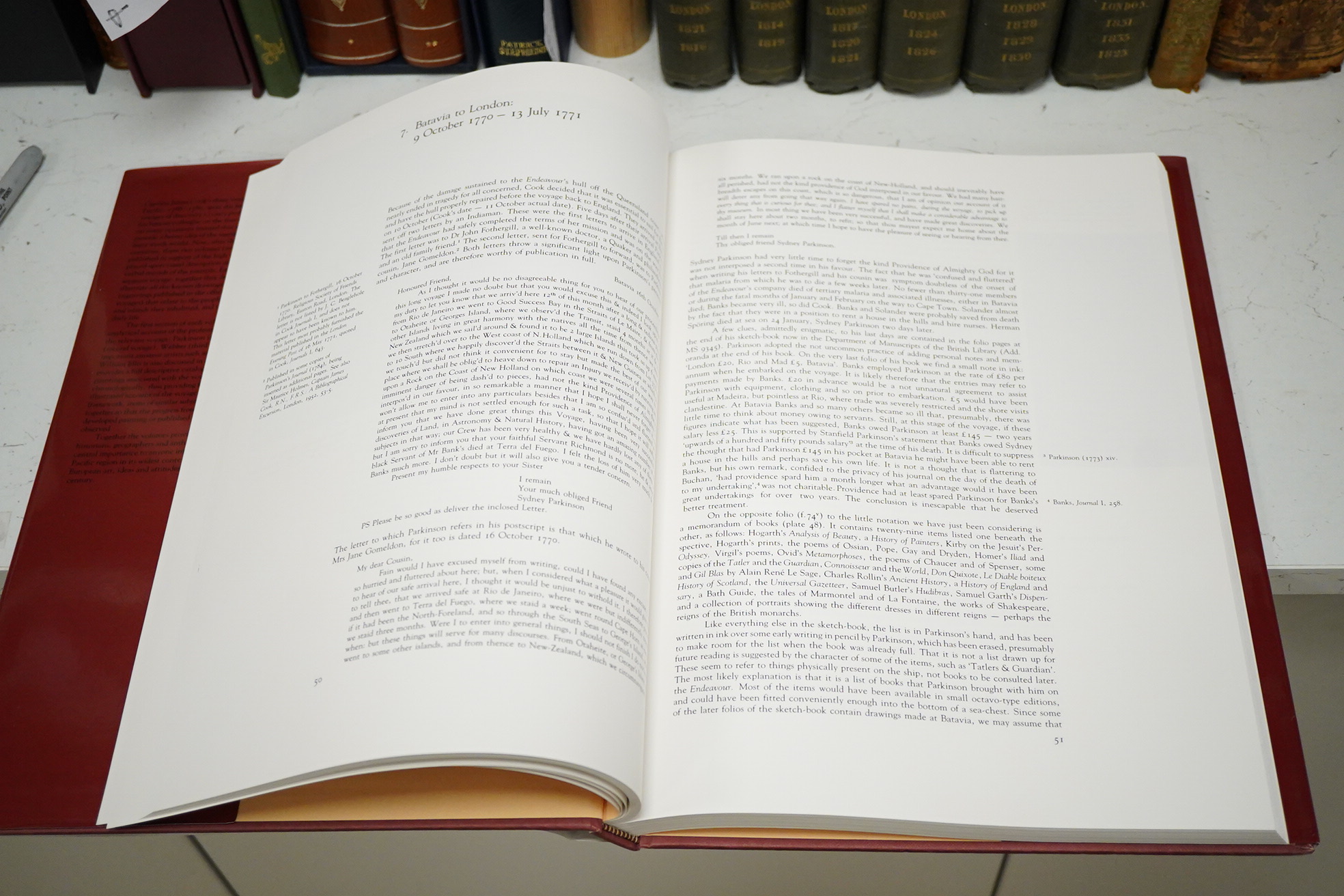 Joppien, Rudiger & Smith, Bernard - The Art of Captain Cook's Voyages ... 3 vols (in 4). illus. throughout (some full-page and coloured); publisher's cloth and d/wrappers, tall 4to. Yale University Press, 1985-88.